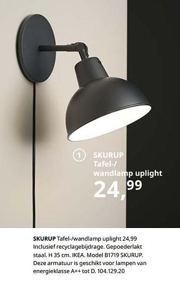 Promoties Skurup tafel--wandlamp uplight - Huismerk - Ikea - Geldig van 23/08/2019 tot 31/07/2020 bij Ikea