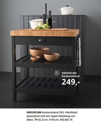 Promoties Vadholma keukeneiland - Huismerk - Ikea - Geldig van 23/08/2019 tot 31/07/2020 bij Ikea