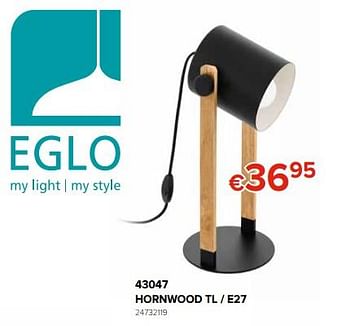 Promotions Eglo 43047 hornwood tl - e27 - Eglo - Valide de 27/09/2019 à 21/10/2019 chez Euro Shop