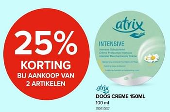 Promoties Atrix doos creme 25% korting bij aankoop van 2 artikelen - Atrix - Geldig van 27/09/2019 tot 21/10/2019 bij Euro Shop