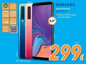 Promoties Samsung smartphone galaxy a9 - Samsung - Geldig van 25/09/2019 tot 29/10/2019 bij Krefel