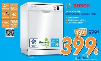 Promoties Bosch vaatwasser sms25aw03e silence plus - Bosch - Geldig van 25/09/2019 tot 29/10/2019 bij Krefel
