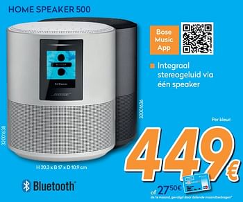 Promoties Bose draadloze luidspreker home speaker 500 - Bose - Geldig van 25/09/2019 tot 29/10/2019 bij Krefel