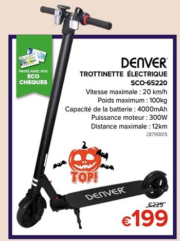 Promoties Denver trottinette électrique sco-65220 - Denver Electronics - Geldig van 27/09/2019 tot 21/10/2019 bij Euro Shop
