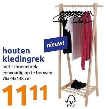 voor de hand liggend Martelaar Onbemand Huismerk - Action Houten kledingrek - Promotie bij Action