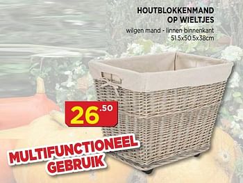 Promoties Houtblokkenmand op wieltjes - Huismerk - Bouwcenter Frans Vlaeminck - Geldig van 01/10/2019 tot 20/10/2019 bij Bouwcenter Frans Vlaeminck