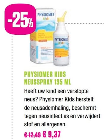 Promoties Physiomer kids neusspray - Physiomer  - Geldig van 01/10/2019 tot 30/11/2019 bij Medi-Market
