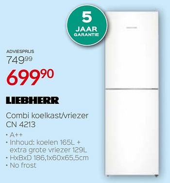 Promoties Liebherr combi koelkast-vriezer cn 4213 - Liebherr - Geldig van 27/09/2019 tot 31/10/2019 bij ShopWillems