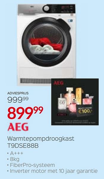 Promotions Aeg warmtepompdroogkast t9dse88b - AEG - Valide de 27/09/2019 à 31/10/2019 chez ShopWillems