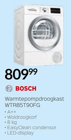 Promoties Bosch warmtepompdroogkast wtr85t90fg - Bosch - Geldig van 27/09/2019 tot 31/10/2019 bij ShopWillems