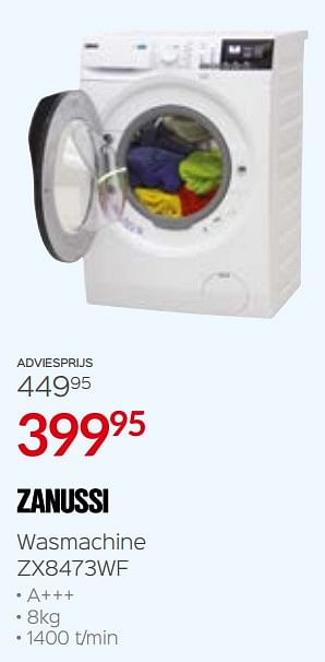Promoties Zanussi wasmachine zx8473wf - Zanussi - Geldig van 27/09/2019 tot 31/10/2019 bij ShopWillems