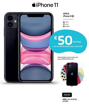 Promoties Apple iphone 11 - Apple - Geldig van 25/09/2019 tot 30/09/2019 bij Base
