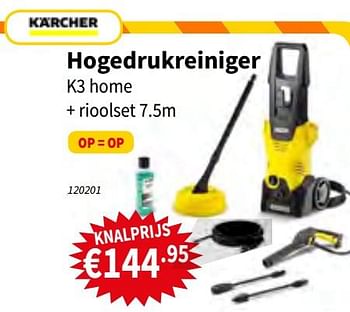 Promoties Karcher hogedrukreiniger k3 home + rioolset 7.5m fc plus - Kärcher - Geldig van 26/09/2019 tot 09/10/2019 bij Cevo Market