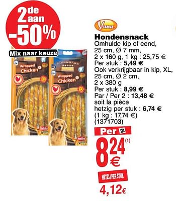 Promoties Hondensnack omhulde kip of eend - Yana - Geldig van 01/10/2019 tot 14/10/2019 bij Cora