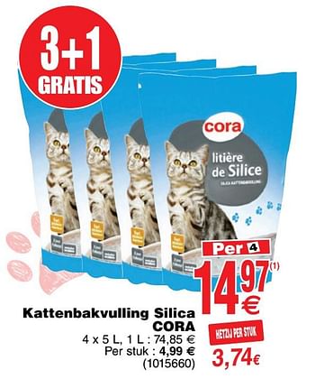 Promotions Kattenbakvulling silica cora - Produit maison - Cora - Valide de 01/10/2019 à 14/10/2019 chez Cora