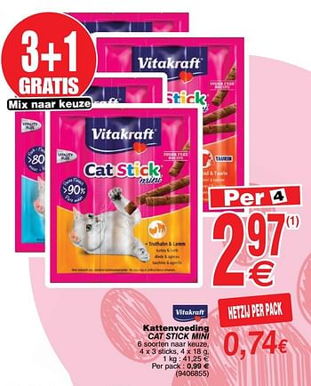 Promoties Kattenvoeding cat stick mini - Vitakraft - Geldig van 01/10/2019 tot 14/10/2019 bij Cora