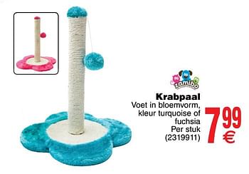 Promoties Krabpaal voet in bloemvorm, kleur turquoise of fuchsia - Zamibo - Geldig van 01/10/2019 tot 14/10/2019 bij Cora