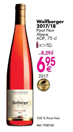 Promoties Wolfberger 2017-18 pinot noir alsace aop - Rosé wijnen - Geldig van 30/09/2019 tot 28/10/2019 bij Cora