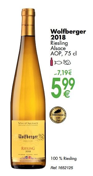 Promoties Wolfberger 2018 riesling alsace aop - Witte wijnen - Geldig van 30/09/2019 tot 28/10/2019 bij Cora