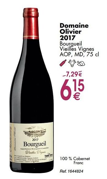 Promoties Domaine olivier 2017 bourgueil vieilles vignes aop, md - Rode wijnen - Geldig van 30/09/2019 tot 28/10/2019 bij Cora