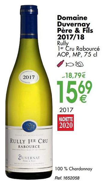 Promoties Domaine duvernay père + fils 2017-18 rully 1er cru rabourcé aop, mp - Witte wijnen - Geldig van 30/09/2019 tot 28/10/2019 bij Cora