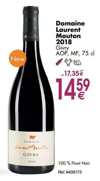 Promoties Domaine laurent mouton 2018 givry aop, mp - Rode wijnen - Geldig van 30/09/2019 tot 28/10/2019 bij Cora