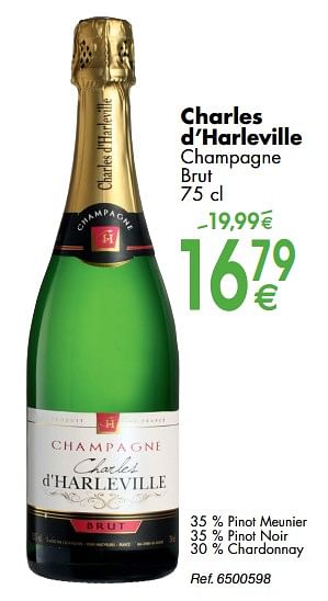 Promotions Charles d`harleville champagne brut - Champagne - Valide de 30/09/2019 à 28/10/2019 chez Cora