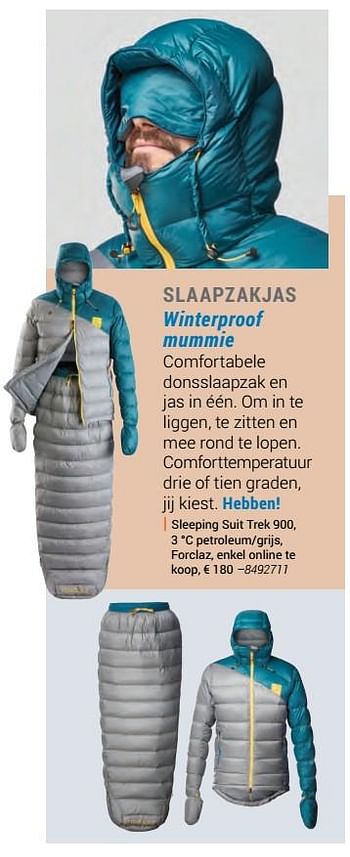 Promoties Sleeping suit trek 900, 3 °c petroleum-grijs, forclaz, enkel online te koop - Huismerk - Decathlon - Geldig van 23/09/2019 tot 29/02/2020 bij Decathlon