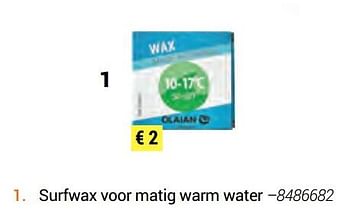 Promoties Surfwax voor matig warm water - Huismerk - Decathlon - Geldig van 23/09/2019 tot 29/02/2020 bij Decathlon