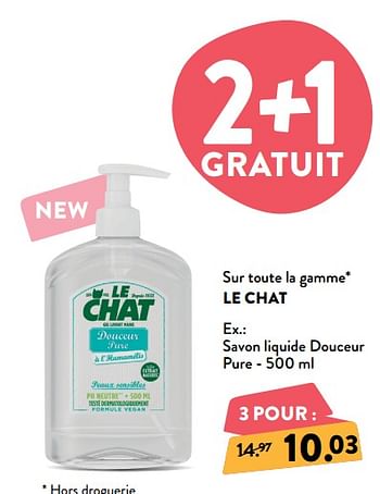 Di Promotie Le Chat Savon Liquide Douceur Pure Le Chat Lichaamsverzorging Geldig Tot 08 10 19 Promobutler