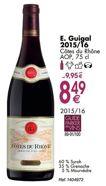 Promoties E. guigal 2015-16 côtes du rhône - Rode wijnen - Geldig van 30/09/2019 tot 28/10/2019 bij Cora