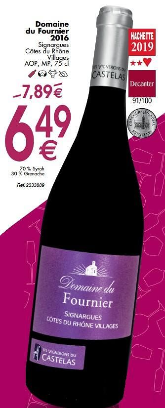 Promoties Domaine du fournier 2016 signargues côtes du rhône villages - Rode wijnen - Geldig van 30/09/2019 tot 28/10/2019 bij Cora