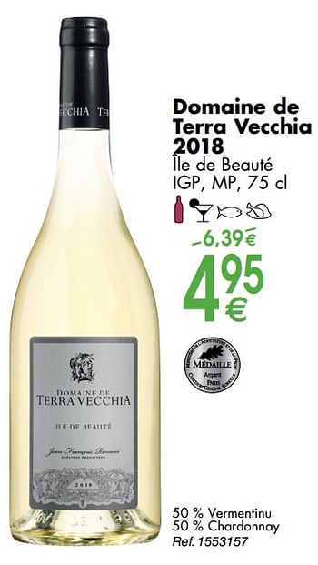 Promoties Domaine de terra vecchia 2018 île de beauté - Witte wijnen - Geldig van 30/09/2019 tot 28/10/2019 bij Cora