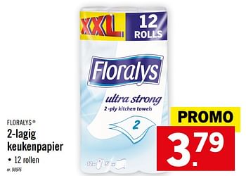 Promoties 2-lagig keukenpapier - Floralys - Geldig van 07/10/2019 tot 12/10/2019 bij Lidl