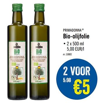 Promotions Bio-olijfolie - Primadonna - Valide de 07/10/2019 à 12/10/2019 chez Lidl