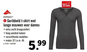 Promoties Geribbeld t-shirt met lange mouwen voor dames - Pepperts - Geldig van 07/10/2019 tot 12/10/2019 bij Lidl