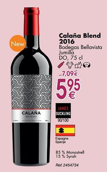 Promoties Calaña blend 2016 bodegas bellavista jumilla - Rode wijnen - Geldig van 30/09/2019 tot 28/10/2019 bij Cora