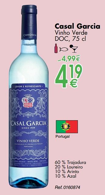 Promoties Casal garcia vinho verde - Witte wijnen - Geldig van 30/09/2019 tot 28/10/2019 bij Cora