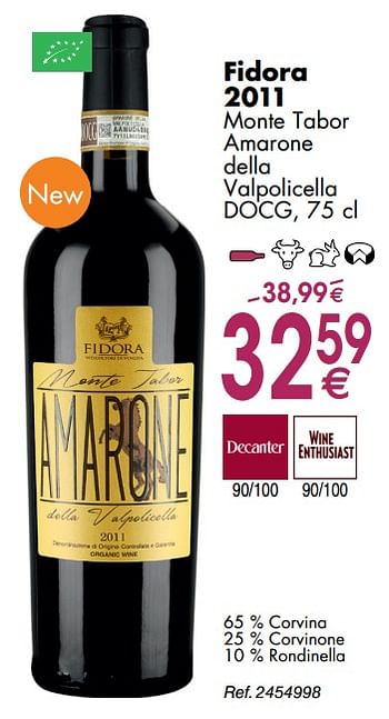 Promoties Fidora 2011 monte tabor amarone della valpolicella - Rode wijnen - Geldig van 30/09/2019 tot 28/10/2019 bij Cora