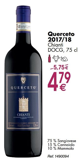 Promoties Querceto 2017-18 chianti - Rode wijnen - Geldig van 30/09/2019 tot 28/10/2019 bij Cora