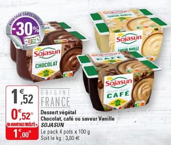 Promoties Dessert végétal chocolat, café ou saveur vanille sojasun - Sojasun - Geldig van 25/09/2019 tot 06/10/2019 bij G20