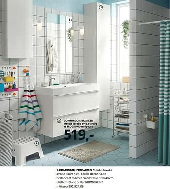 Promotions Godmorgon-bråviken meuble lavabo avec 2 tiroirs - Produit maison - Ikea - Valide de 23/08/2019 à 31/07/2020 chez Ikea
