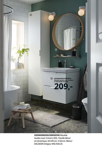Promotions Godmorgon-odensvik meuble lavabo avec 2 tiroirs - Produit maison - Ikea - Valide de 23/08/2019 à 31/07/2020 chez Ikea