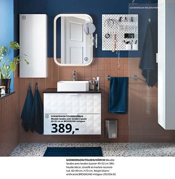 Promotions Godmorgon-tolken-hörvik meuble lavabo avec lavabo à poser - Produit maison - Ikea - Valide de 23/08/2019 à 31/07/2020 chez Ikea