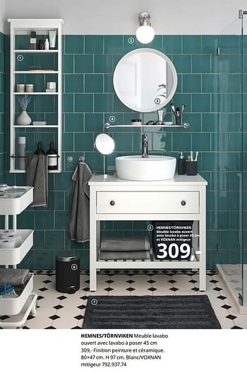 Promotions Hemnes-törnviken meuble lavabo ouvert avec lavabo à poser - Produit maison - Ikea - Valide de 23/08/2019 à 31/07/2020 chez Ikea