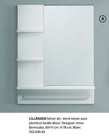 Promotions Lillången miroir - Produit maison - Ikea - Valide de 23/08/2019 à 31/07/2020 chez Ikea