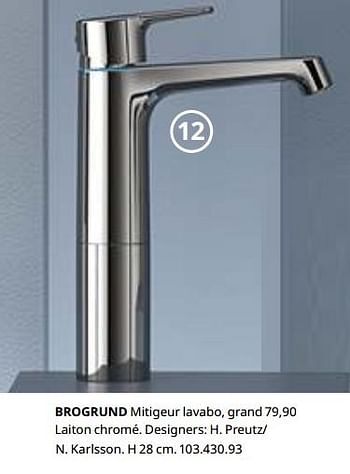 Promotions Brogrund mitigeur lavabo, grand - Produit maison - Ikea - Valide de 23/08/2019 à 31/07/2020 chez Ikea