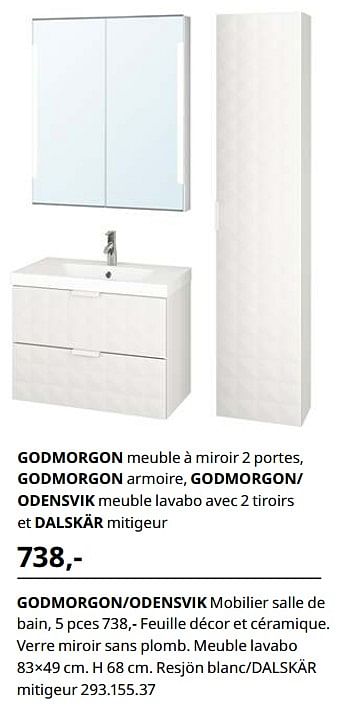 Promotions Godmorgon-odensvik mobilier salle de bain, 5 pces - Produit maison - Ikea - Valide de 23/08/2019 à 31/07/2020 chez Ikea