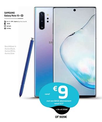 Promoties Samsung galaxy note 10+ - Samsung - Geldig van 30/09/2019 tot 11/11/2019 bij Base