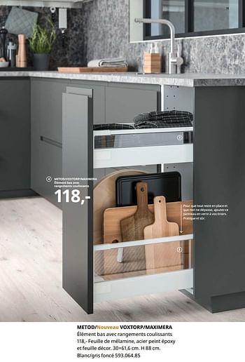 Promotions Voxtorp-maximera élément bas avec rangements coulissants - Produit maison - Ikea - Valide de 23/08/2019 à 31/07/2020 chez Ikea